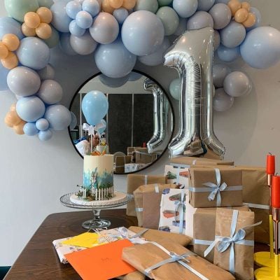 baby pastel blues. greens lilac and peach diy installation garland courier