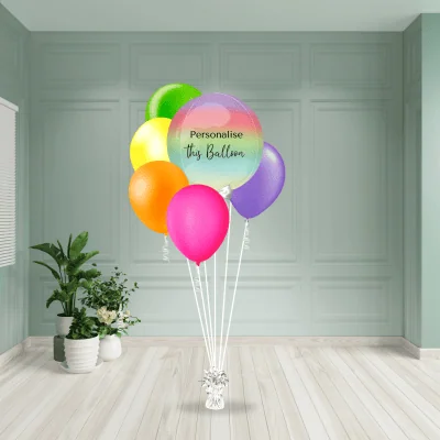 a group of balloons in a room