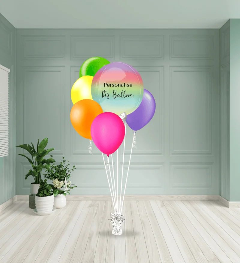 a group of balloons in a room