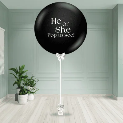 Black Gender Reveal Foil Balloon – Inflated