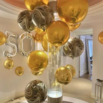 Balloonista Number And Orb Package Silver Number And Golad Orbz