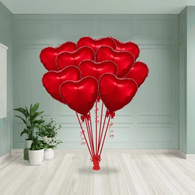 red heart balloon bouquet