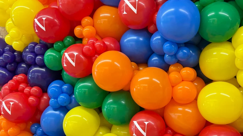 University pride balloon wall