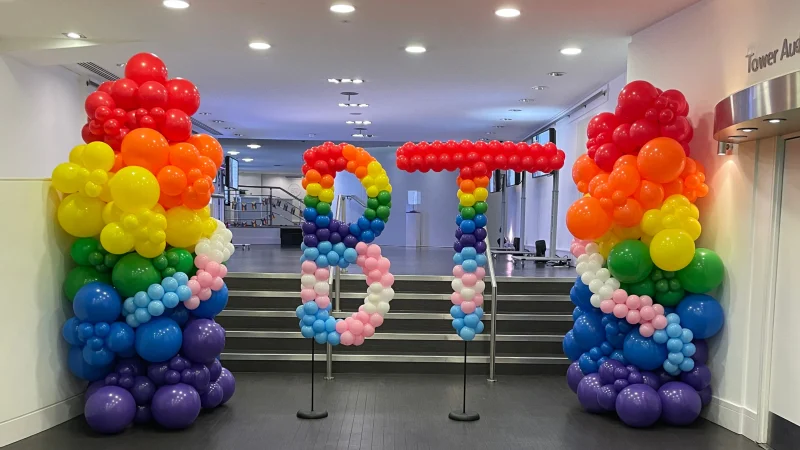 bt rainbow pride rainbow balloon installations